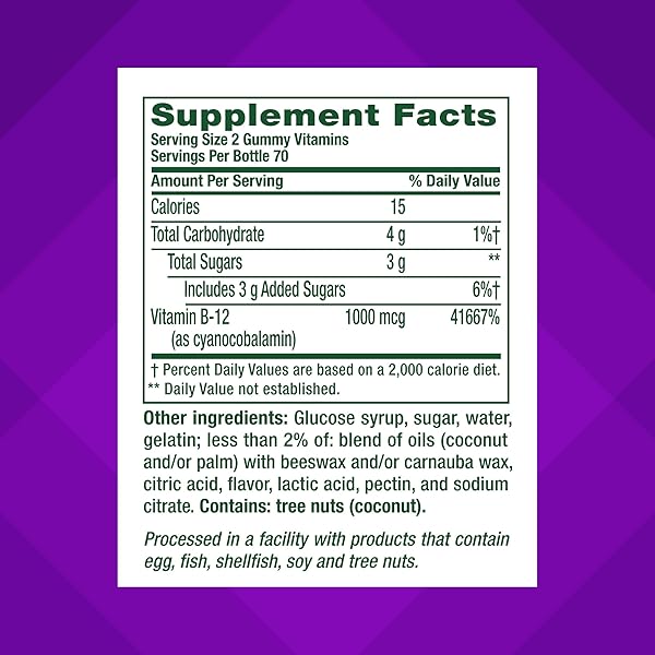 VITAFUSION VITAMIN B12 GUMMY VITAMINS FOR ENERGY METABOLISM SUPPORT, RASPBERRY FLAVORED, AMERICA’S NUMBER 1 GUMMY VITAMIN BRAND, 70 DAY SUPPLY, 140 COUNT