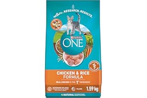Purina ONE Dry Cat Food, Chicken & Rice Formula - 1.59 kg Bag