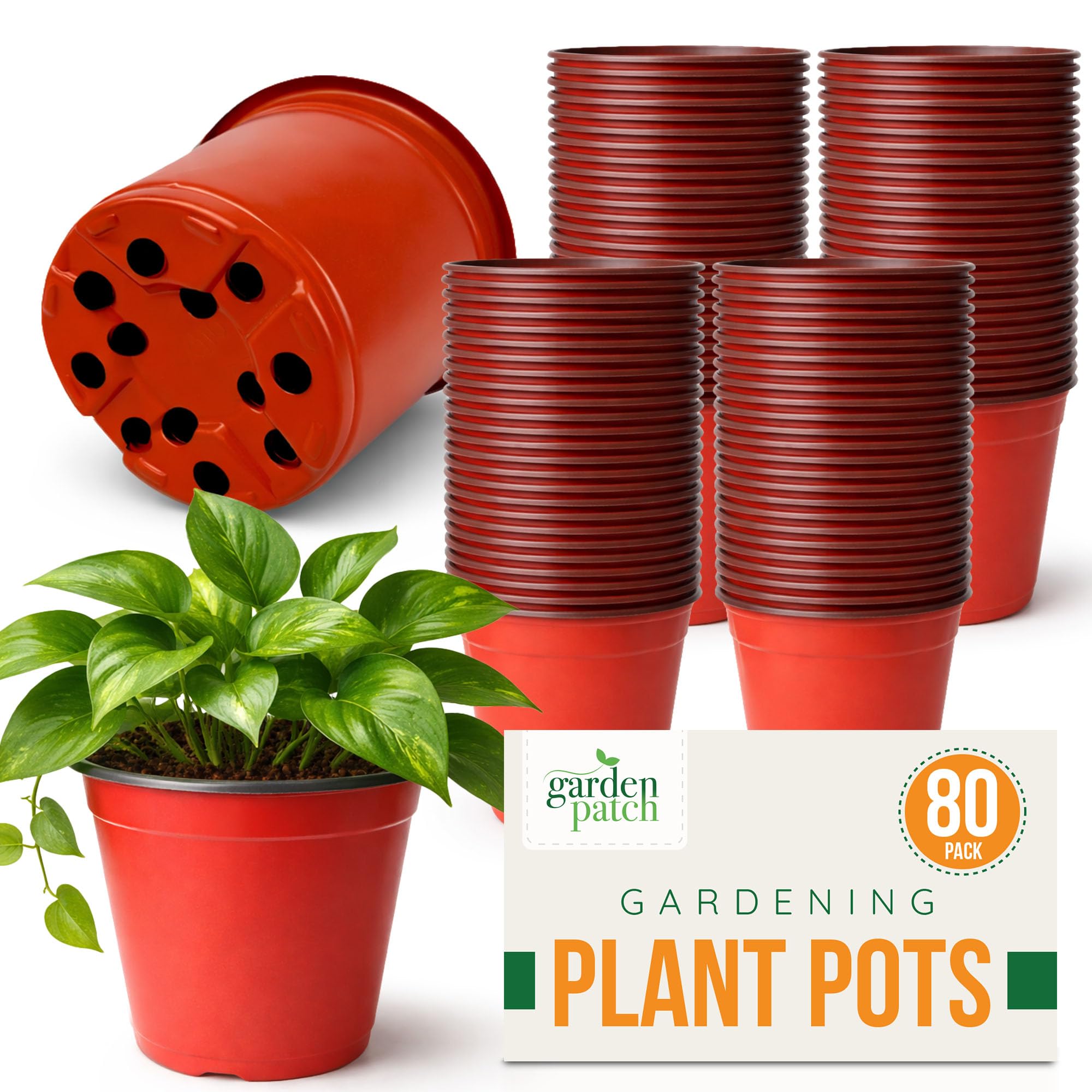SOL 80pk Small Plant Pots Plastic - 11.7 x 10cm Nursery Containers Seedling Planters Flower Herb Veg Indoor Outdoor Garden Patio Balcony Use