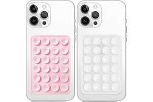 GALUNDGE Anteel 2 Pack Silicone Suction Phone Case Mount, Non Slip Sticky Grip, Silicon Adhesive Suction Cup Mount, Strong Grip Holder for Selfies and Videos (LightPink&Translucent)
