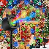Christmas Projector Lights Outdoor w/ 32 Patterns, Moving RGB Firefly Light | RGB 3-Color,4 Slides 32 Patterns,Remote &amp; Timer,Waterproof,Holiday Halloween Decorations,Large Coverage,Christmas Party Ideal
