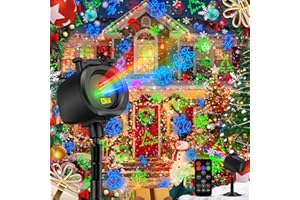 ANYSUN 4 Slides 32 Patterns Christmas Projector, Christmas Lights Projector Outdoor, Moving RGB Firefly Lights with Remote & Timer, Christmas Decor Holiday Decorations for Outdoor Indoor (DarkBlack)