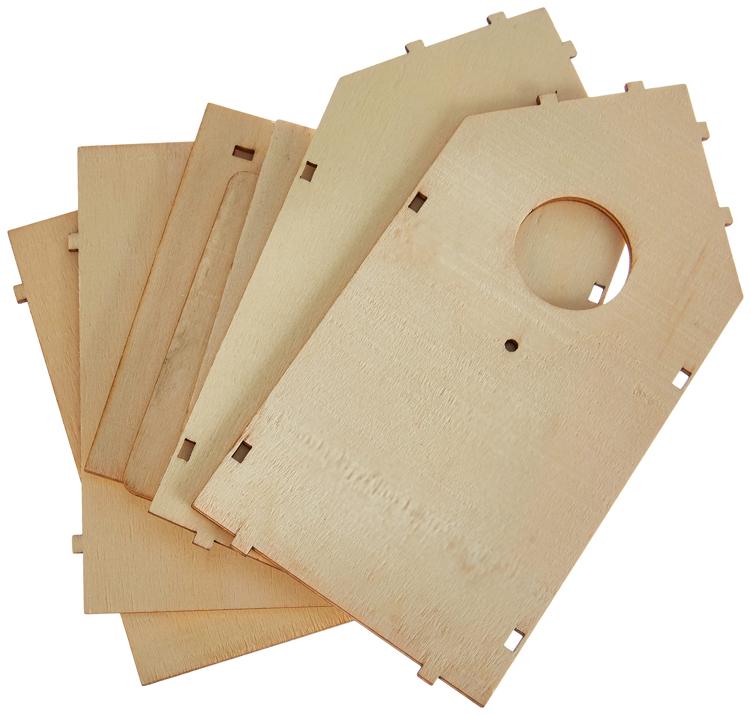 Rayher 62224000 Decorative Birdhouse, Construction Kit with Interlocking Parts, Wood Building Set, 7 slot-together Pieces, 11x10.5x17cm