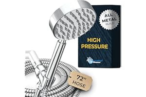 HammerHead Showers® Solid Metal Handheld Shower Head with Hose and Brass Holder - CHROME - 2.5 GPM High Pressure Shower Heads with Adjustable Shower Wand Bracket - 6ft Flexible Extension
