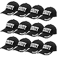 Wholesale 12-Pack Security Hat Baseball Cap - Gold or White Embroidery Security Front, Bill & Back - Adjustable Size