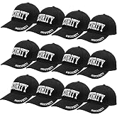 Falari Wholesale 12-Pack Security Hat Baseball Cap - Gold or White Embroidery Security Front, Bill &amp; Back - Adjustable Size