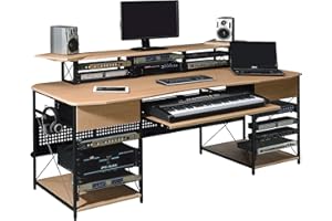 Musiea EX200 Series Pro Music Studio Desk Workstation with 3 x 4U Rack and 2 x 9U Rack (Natural Oak)
