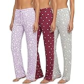 Real Essentials 3 Pack: Women’s Ultra-Soft Comfy Pajama Lounge Pants Sleepwear (Available in Plus Size)