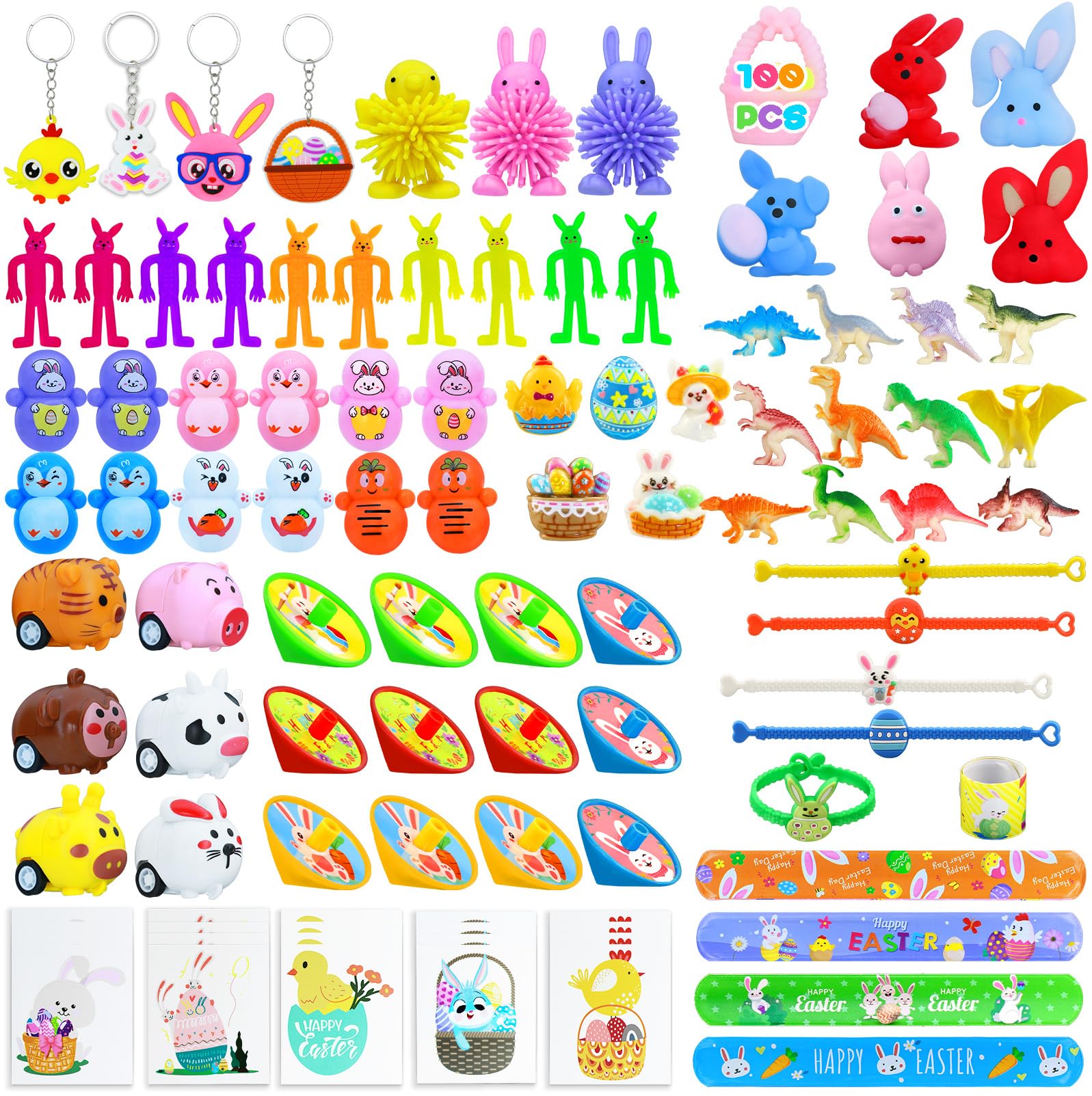 Voiiake Easter Egg Fillers & Basket Stuffer Essentials for Teens Kids, 100Pcs Small Toys & Party Favors for Boys Girls, Treasure Box Toys for Classroom, Egg Hunt Party Supplies, Carnival Prizes