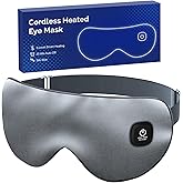 Cordless Heated Eye Mask for Dry Eyes, Blocking Light Warm Compress Rechargeable, 1000mAh Electric Eye Heating Pad for Sleeping, Washable Silk Heat Sleep Mask with 3 Temperature Settings, Grey