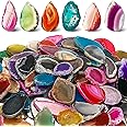 Junkin 100 Pieces Geode Agate Slice Crystals Bulk Polished Geodes Stones Agate Light Table Slices Crystals Healing Irregular Agate Pendants Gemstones for DIY Jewelry Making Home Decor