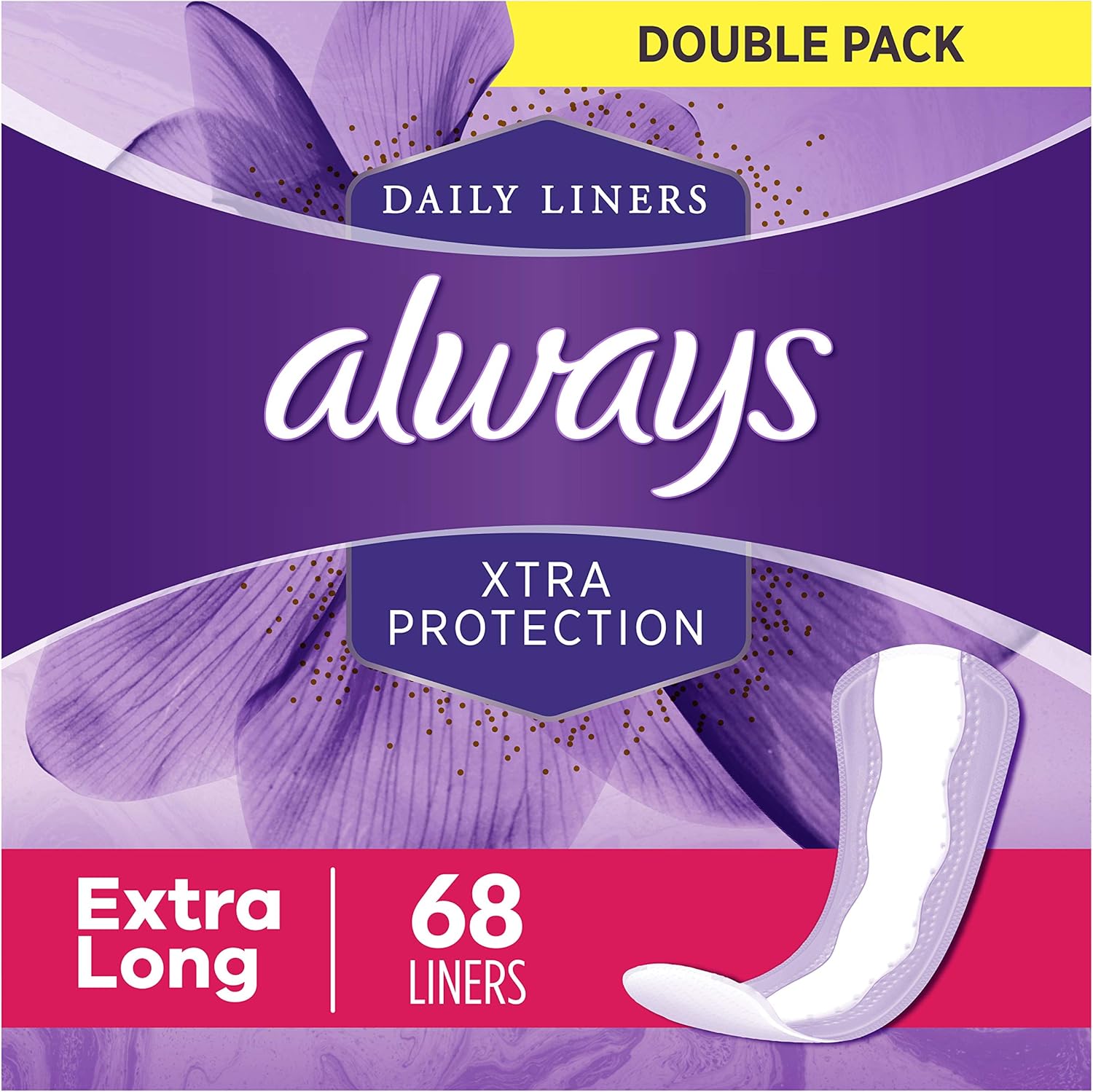 Always Xtra Protection Daily Feminine Panty Liners for Women, Extra Long, Unscented, 68 Count - Pack of 4 (272 Count Total): Health & Personal Care