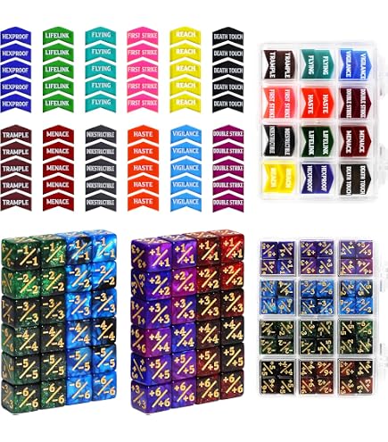 SIXPOINTS 130 Pieces MTG Counter Dice Plus 1 Life Counters Tokens 6 Sided D20 Dice & MTG Counters/Keyword Counters Set Compatible with Magic The Gathering, TCG, Card Games Accessories SIXPOINTS 130 Pieces MTG Counter Dice Plus 1 Life Counters Tokens 6 Sided D20 Dice & MTG Counters/Keyword Counters Set Compatible with Magic The Gathering, TCG, Card Games Accessories
