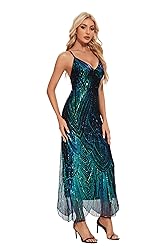 Women's V Neck Spaghetti Straps Sequin Sparkly