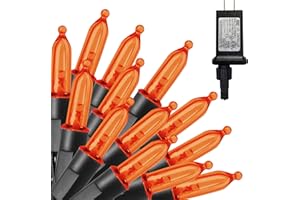Twinkle Star 300 LED Halloween Mini String Lights, 99 FT Fairy Lights with Safe Adapter for Indoor Outdoor Home Garden Party Christmas Decoration, Orange
