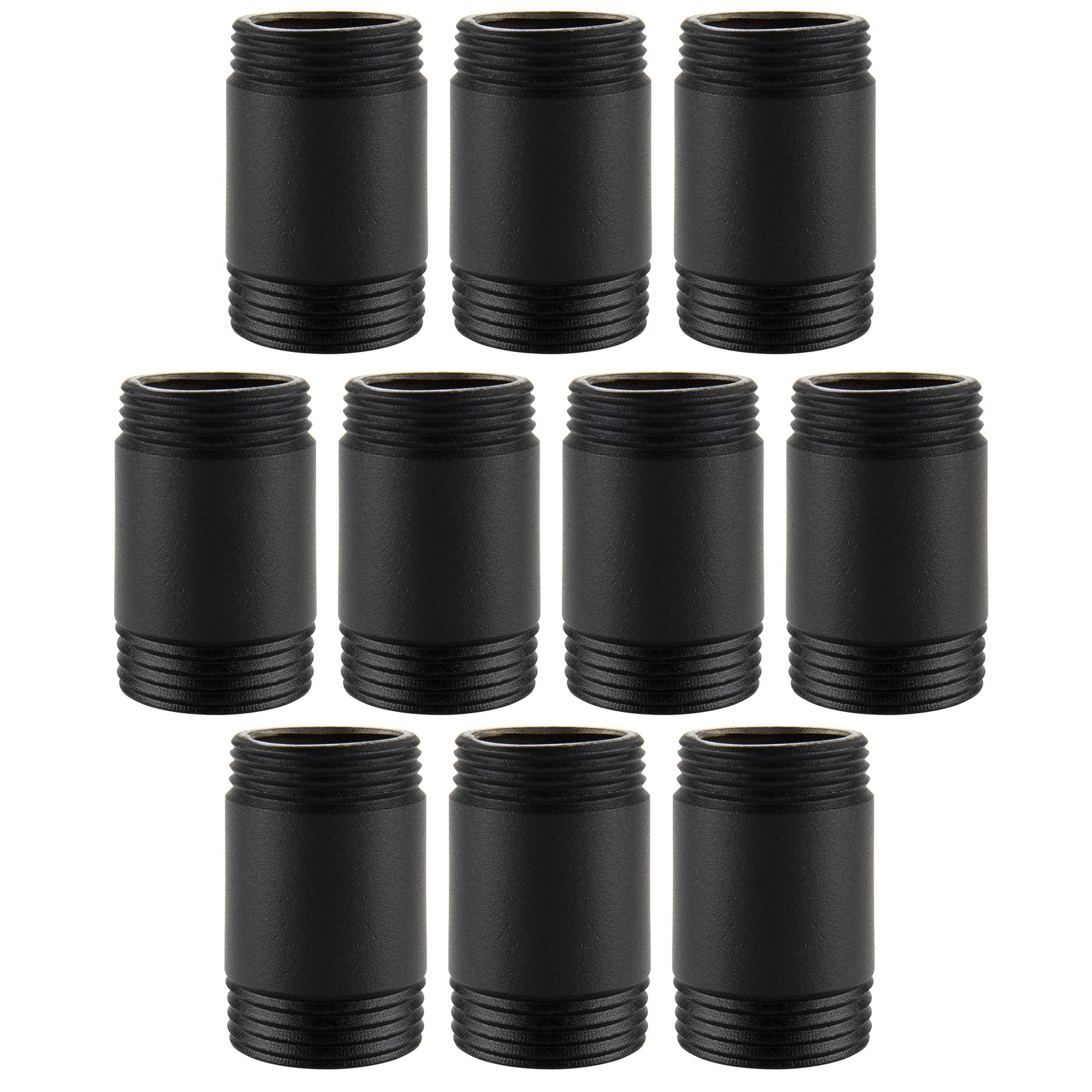 Photo 1 of Home Expert 1" x 2" Black Painted Industrial Pipe - 10 Pack Threaded Malleable Cast Iron Pipe Fitting for Industrial Vintage DIY Project