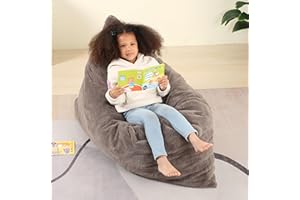MOMCAYWEX 3-in-1 Kids Bean Bag Chair, Gaint Pillow Mattress for Kids, 35" x 50" x 10", Dark Brown