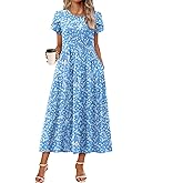 Zeagoo Summer Dresses for Women 2026 Maxi Bohemian Floral Short Sleeve Long Dress Casual Flowy Tired Beach Sundress