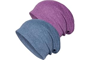 Senker Fashion 2 Pack Cotton Slouchy Beanie Hats, Chemo Headwear Caps for Women and Men