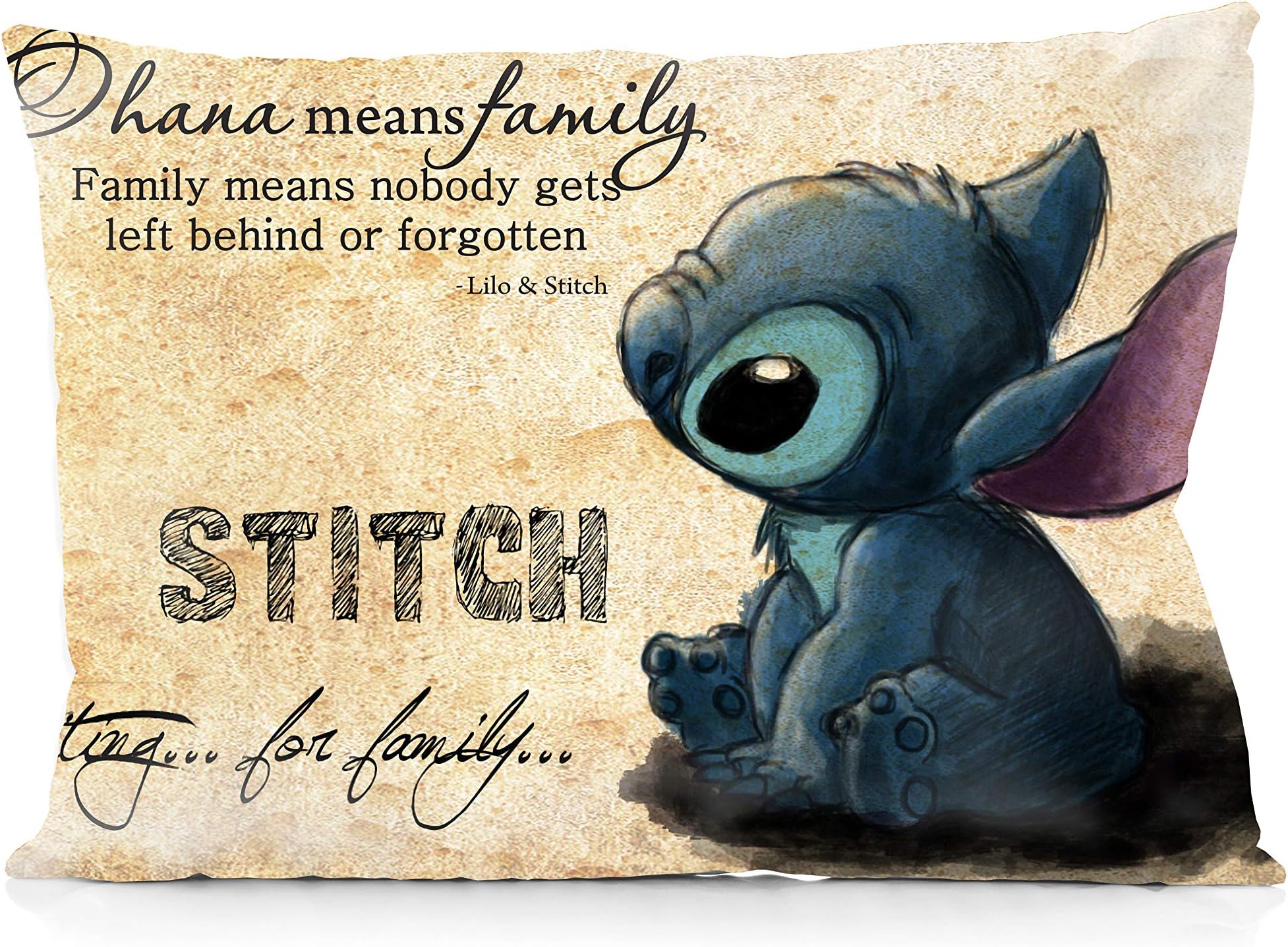 Stitch Pillowcase Lilo & Stitch Ohana Means Family Pillowcases Both Sides Print Zipper Pillow Covers 20"x30"