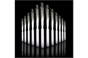 Glow Fever Fiber Optic Glow Wands - Flashing Fiber Optic Wand with Sparkling Fiber Strands for Halloween, Wedding, & Birthday - LED Light Up Wands by Party Dragon - White, 12 Pcs