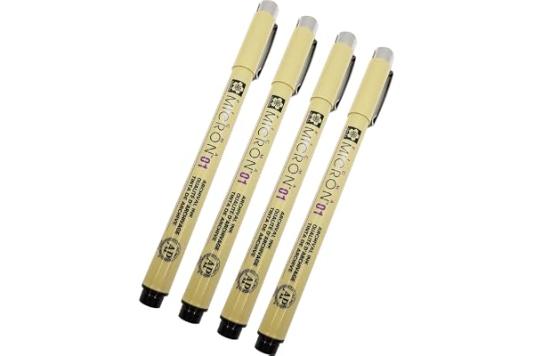 Sakura Pigma Micron 01 Black Pen 0.25mm Line Width Pack of 4 (01)