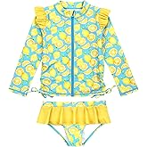 SwimZip Girls' Long Sleeve Rash Guard and Bikini Bottoms Swimsuit Set - UPF 50+