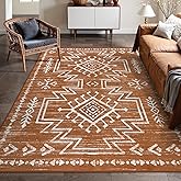 Lahome 8x10 Boho Rugs for Living Room, Washable Western Burnt Orange Large Area Rug for Bedroom Dining Room, Soft Stain Resistant Aztec Carpet Fall Rug for Guestroom Office