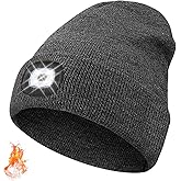 VZVXDW Unisex Beanie with The LED Light, Christmas Gifts for Men Women Dad Father USB Rechargeable Headlamp Caps (Gray)