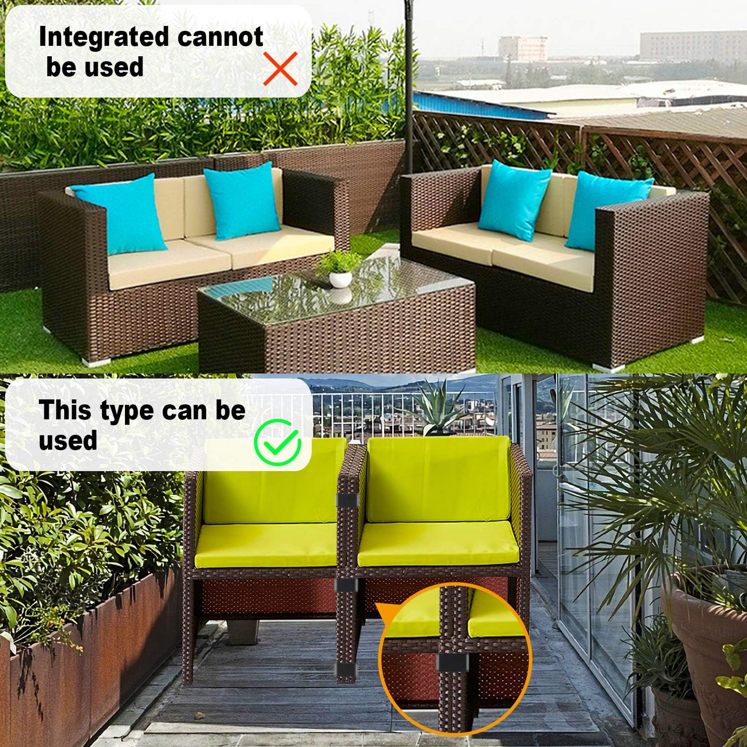 PETKNOWS 12Pcs Patio Wicker Furniture Clips Outdoor Rattan Sectional Sofa Chairs Connector Fastener Clips (Medium): Kitchen & Dining