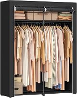 SONGMICS RYG02BK Portable Storage Cabinet with Hanging Rail 174 cm Wardrobe