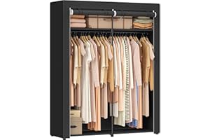 SONGMICS Closet Wardrobe, Portable Closet for Bedroom, Clothes Rail with Non-Woven Fabric Cover, Clothes Storage Organizer, 5