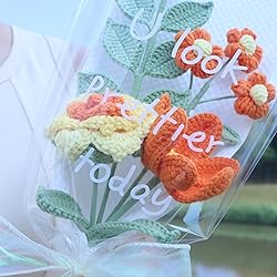 YOOJEE Crochet Yellow Rose Tulip Bouquet Graduation