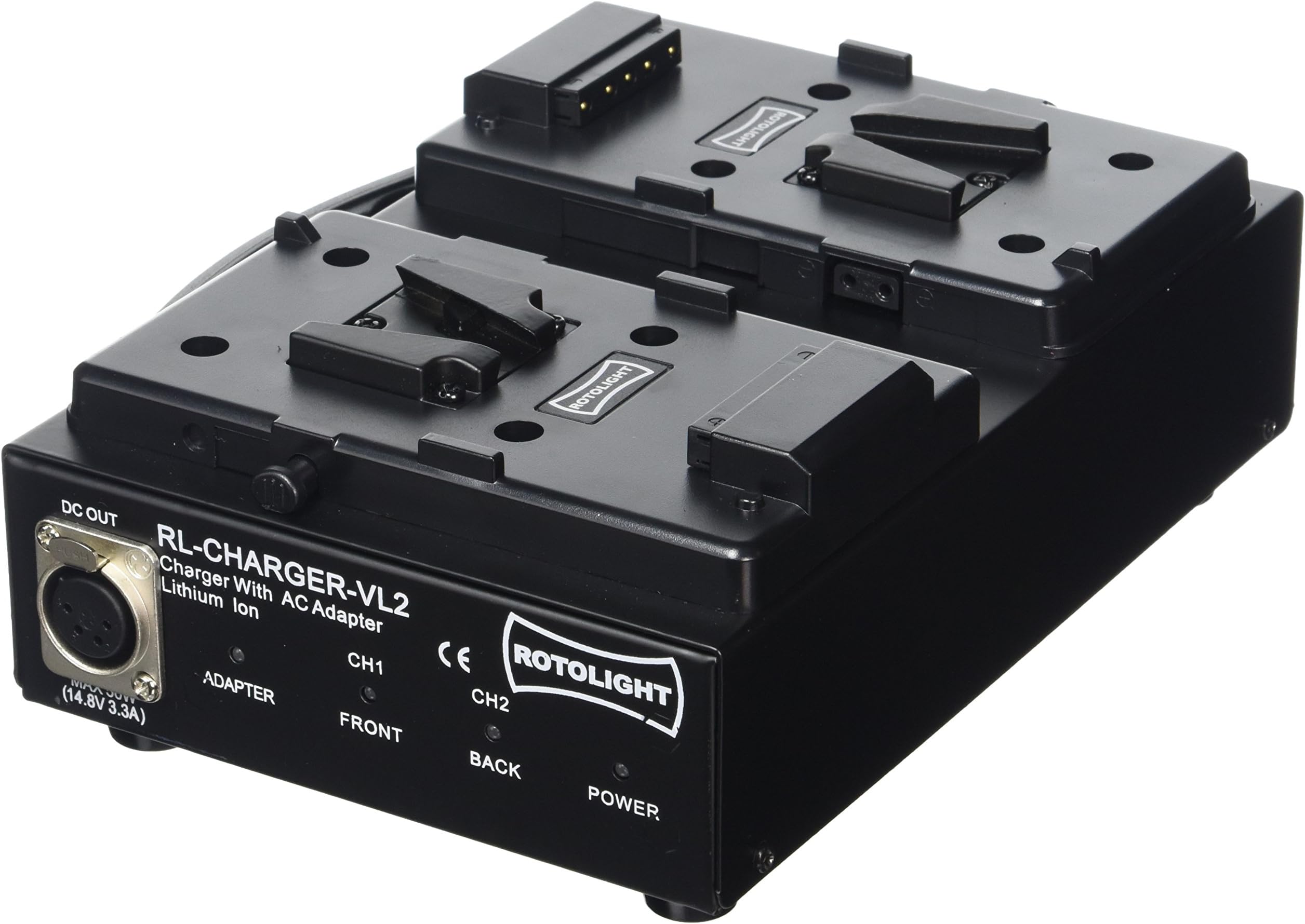 Rotolight Dual Channel V Lock Charger with A/C Adapter and XLR Cable - Black