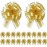 20-Pack 6-Inch Golden Gift Bows for Christmas Presents, Elegant Decorative Pull Loop Bows for Gift Wrapping, Wedding, Party, Ribbon Bows for Holiday Decorations