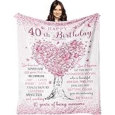 XALAZY 40th Birthday Gifts for Women Blanket 60"X50", 40th Birthday Decorations for Women, Best 40 Year Old Woman Birthday Gifts, 1985 Woman Present, Happy 40 Bday Present for Female Throw