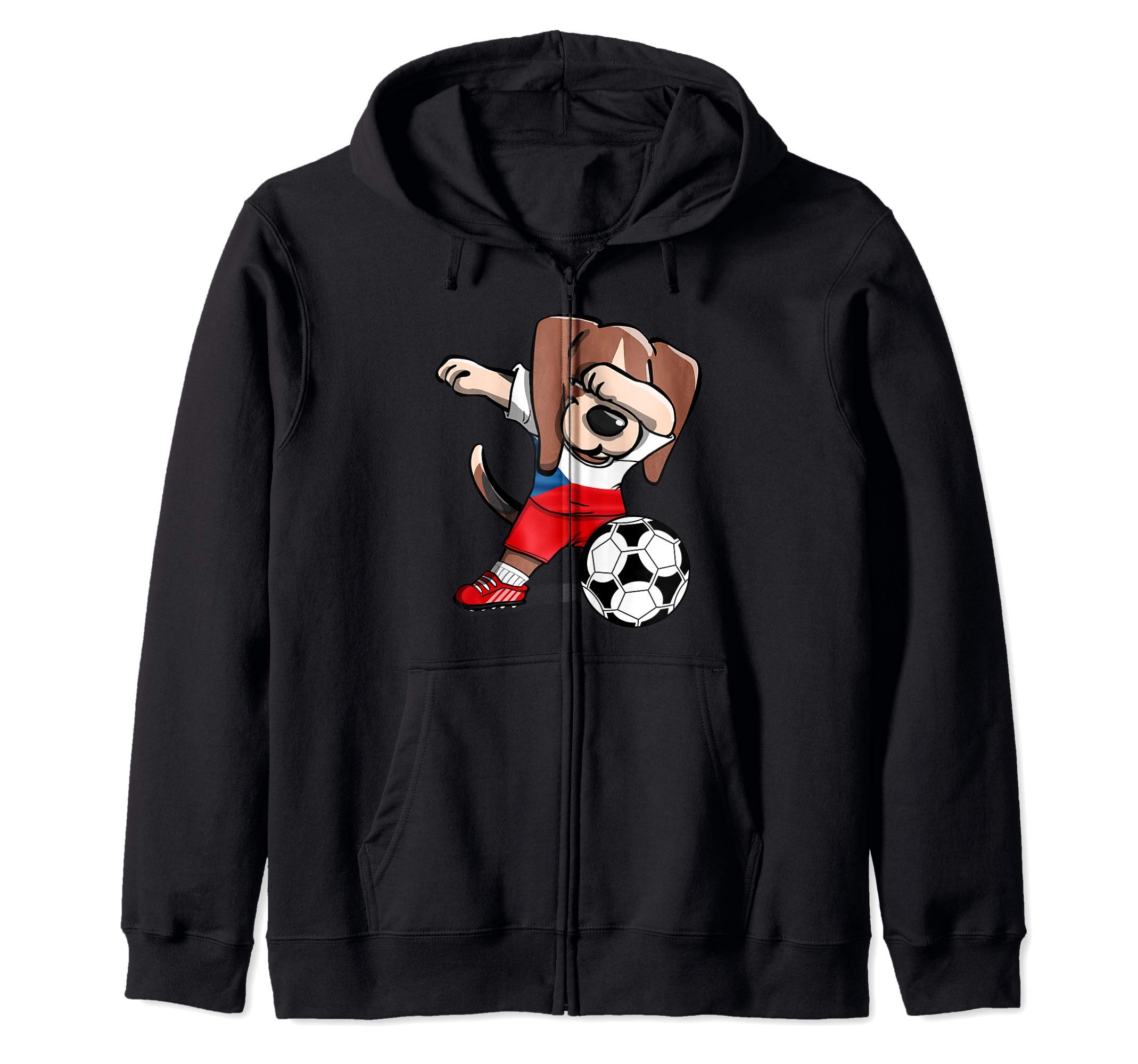 Dabbing Beagle Dog Czech Republic Football Czech Flag Soccer Zip Hoodie