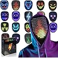 COOLGUARDER Led Mask with Gesture Sensing, Light up Face Transforming Mask for Halloween Xmas Costume Party