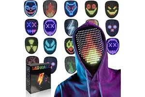 COOLGUARDER Led Mask with Gesture Sensing, Light up Face Transforming Mask for Halloween Xmas Costume Party