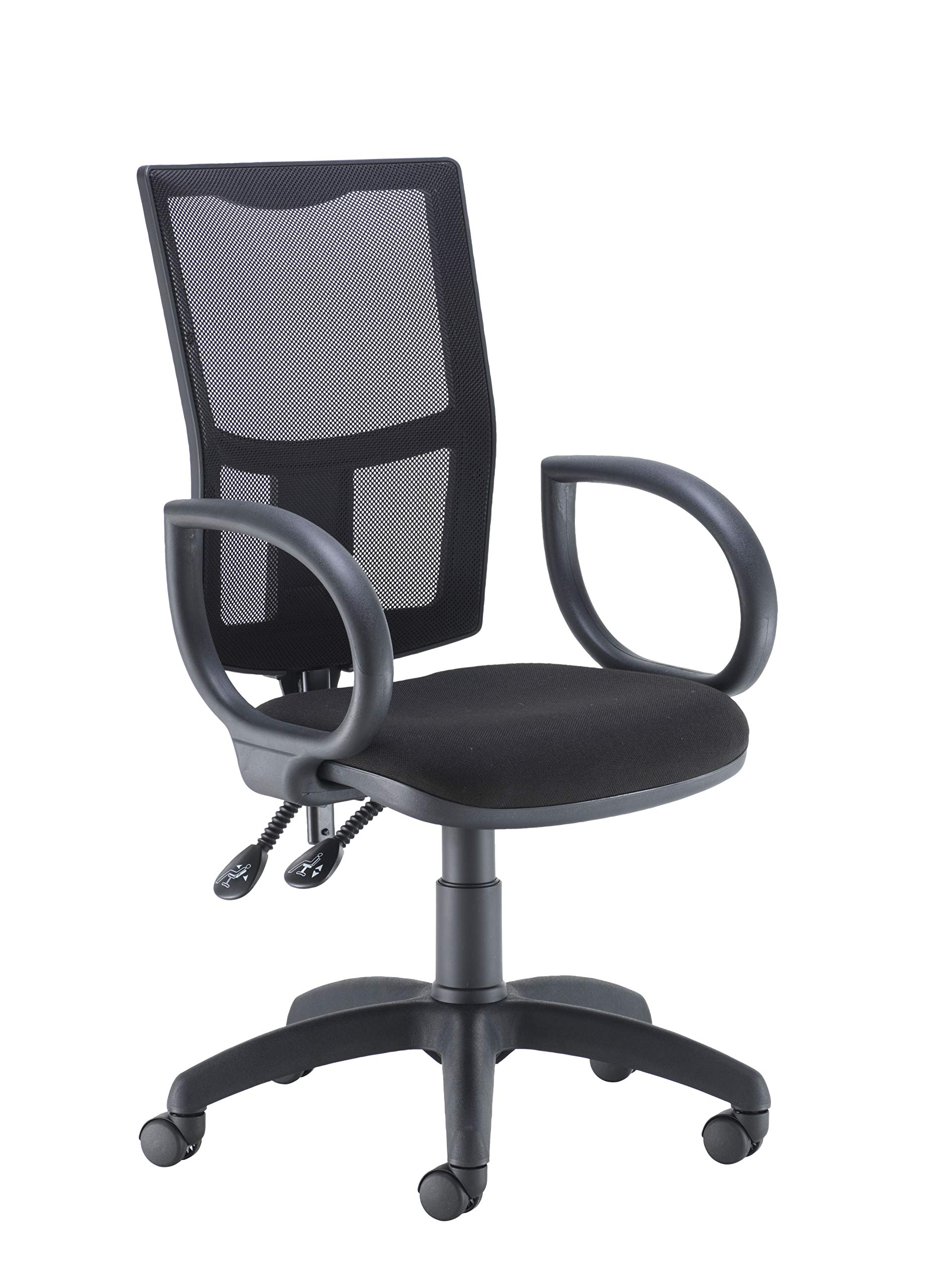 Office Hippo Mesh Back Desk Chair, Ergonomic Home & Office Chair With Height Adjustable Seat, Fixed Arms & Lumbar Support For Extra Comfort, Computer Chair For Daily Use - Black