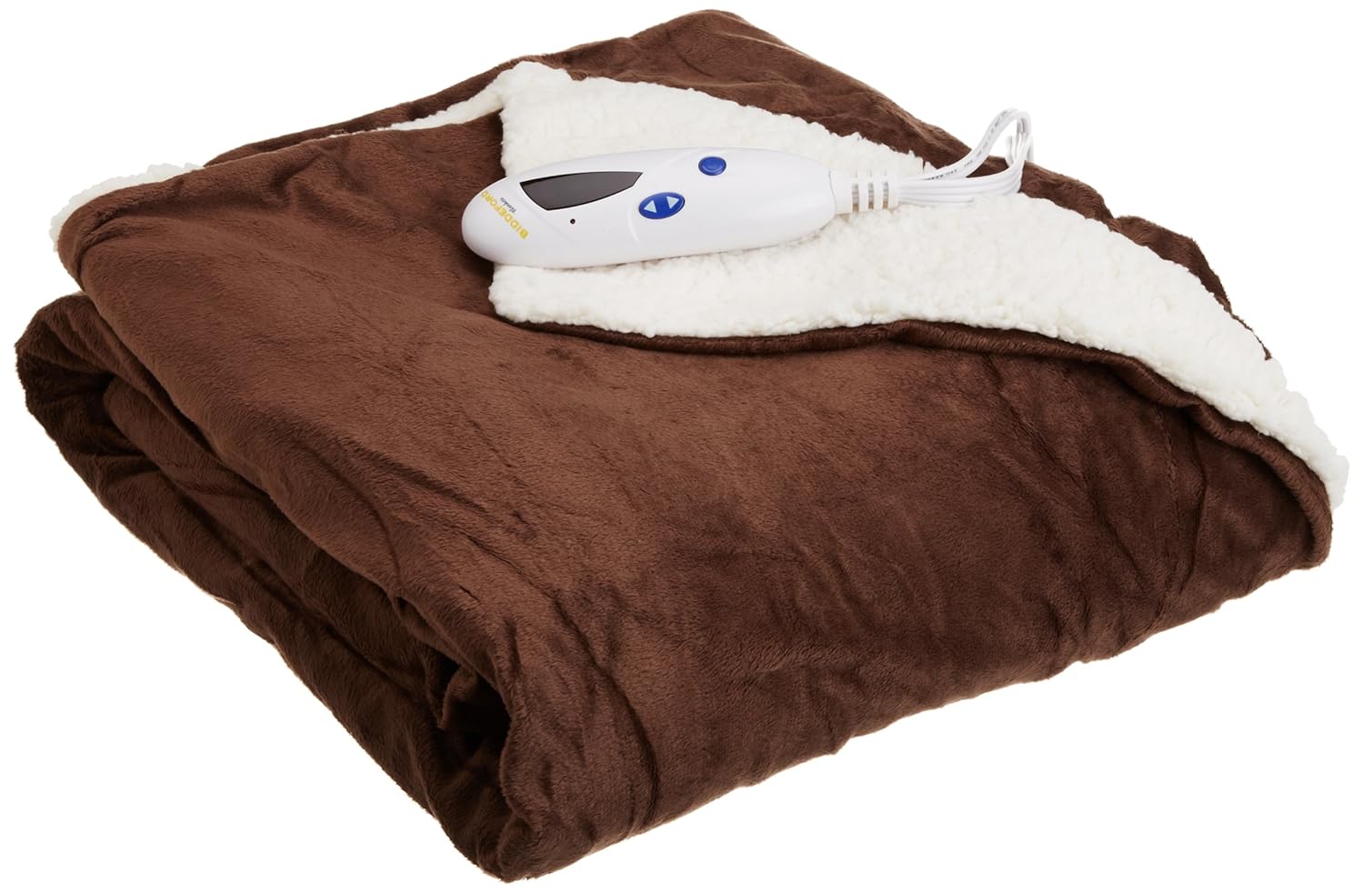 Biddeford 4480-9064114-711 Electric Heated Micro Mink/Sherpa Throw, 50-Inch by 62-Inch, Chocolate