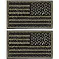 2 Pieces Tactical USA Flag Patch American Flag US United States of America Regular and Reverse Military Uniform Emblem Patches (Army Green-2 Packs Reverse)