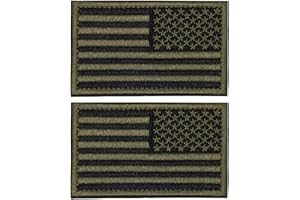 FRTKK 2 Pieces Tactical USA Flag Patch American Flag US United States of America Regular and Reverse Military Uniform Emblem Patches (Army Green-2 Packs Reverse)