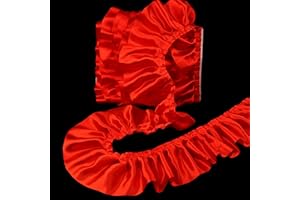 Red Ruffle Ribbon 3inch Wide Ruffle Trim Lace Craft Supply for Sewing, Decor AIETSYEI