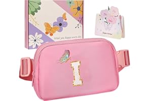 ONETOALL Birthday Gifts for 4 5 6 7 8 9 10 11 12 13 Year Old Girls, Small Waist Fanny Pack, Crossbody Belt Bag with Initial L