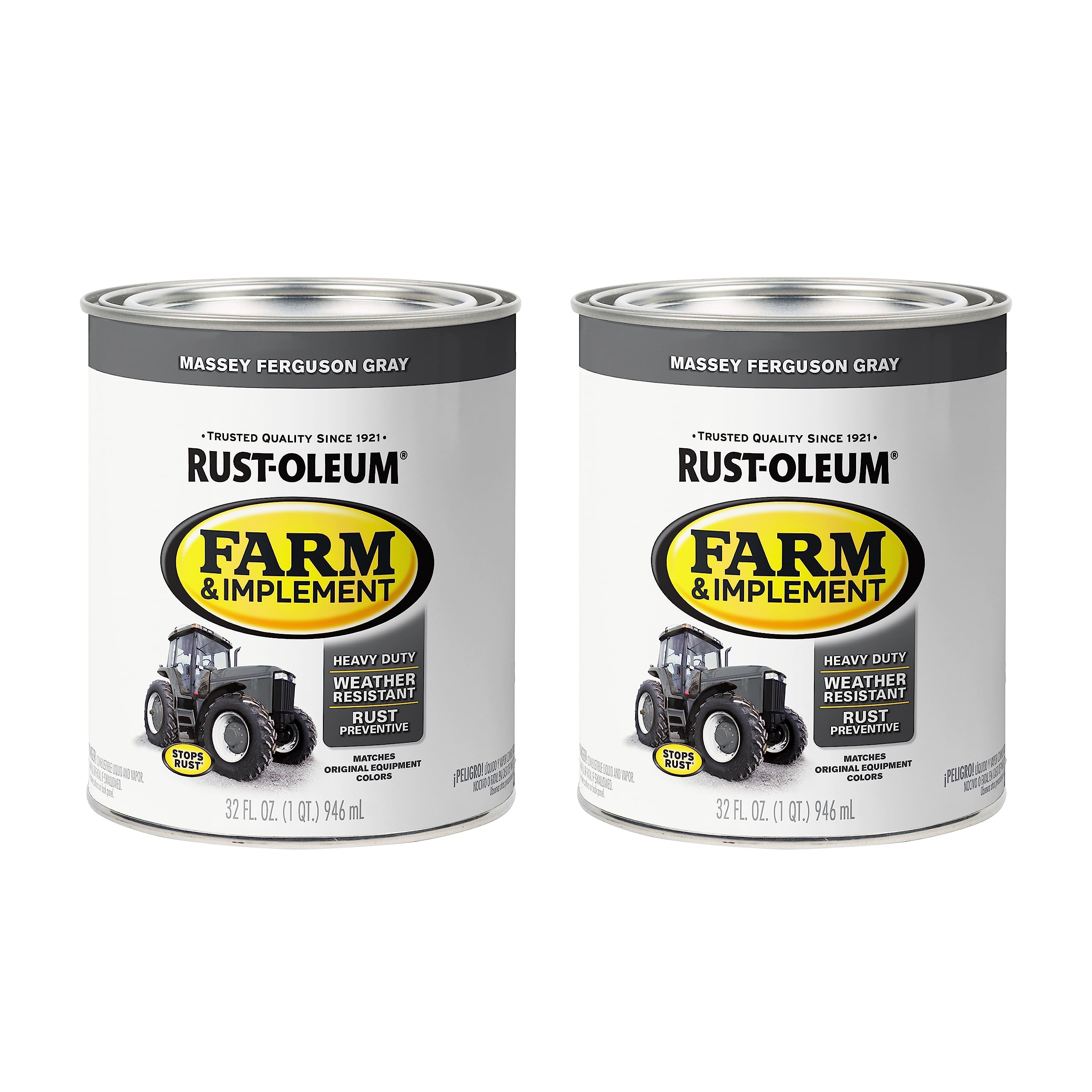 Rust-Oleum 280157-2PK Farm & Implement Enamel Paint, Quart, Massey Ferguson Gray, (Pack of 2) Image