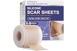 LUXEFUS Silicone Scar Sheets, Advanced Medical Silicone Scar Tape(1.6"x 60"Roll-1.5M), Professional Grade Scar Removal Strip for Surgery, Tummy, Mouth, Face, C Section, Burn, Keloid, Acne Scars etc