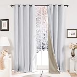 Deconovo Full Blackout Curtains Faux Linen Eyelet Grey W52 x L72 Inch Pair