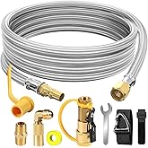 12FT Propane Quick Connect Hose for RV to Gas Grill, RV Quick Connect Propane Hose to RV 1/4" Female Quick Disconnect, Quick Disconnect Propane Hose with Elbow Adapter for Blackstone 17"/22" Griddle