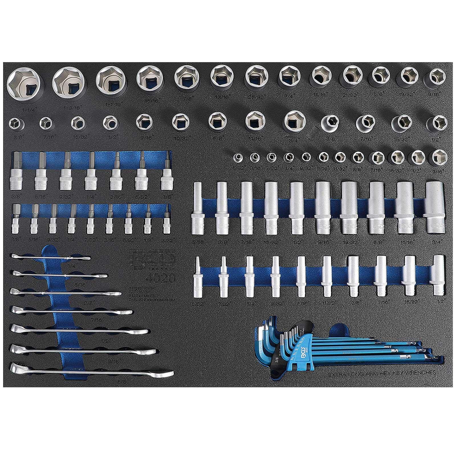 BGS 4020 | Tool Tray 3/3: Sockets / Combination Spanners | Inch Sizes | 90 pcs.